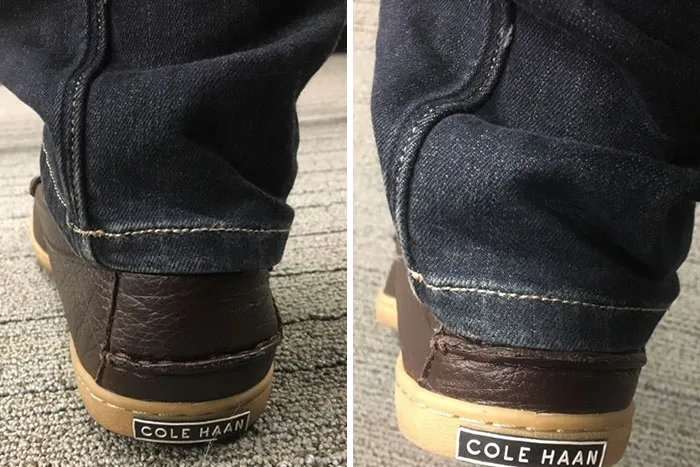 Mis zapatos tienen un pequeño resalto para evitar que los pantalones toquen el suelo