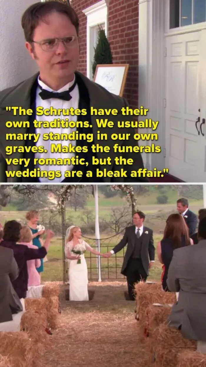 Dwight Tells Us A Very Ominous Schrute Wedding Tradition, And He And Angela Do It When They Get Married Seasons Later