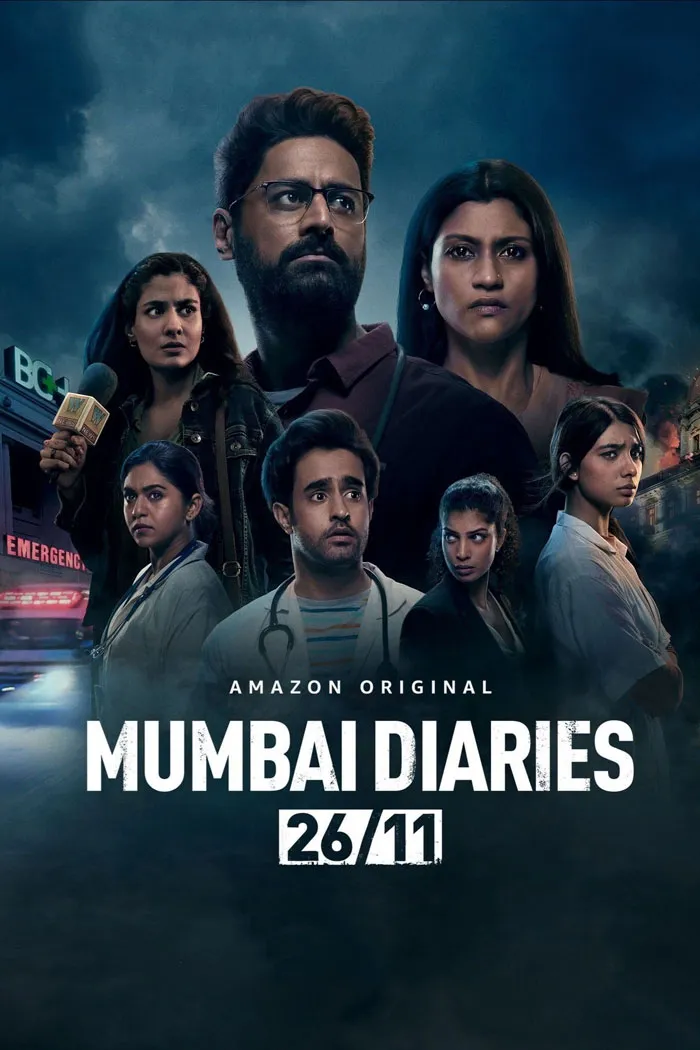 Poster of "Mumbai Diaries 26/11," featuring doctors and medical workers in an emergency setting.