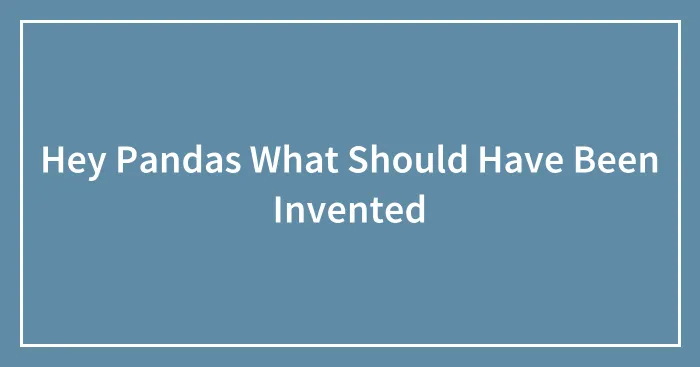 Hey Pandas What Should Have Been Invented