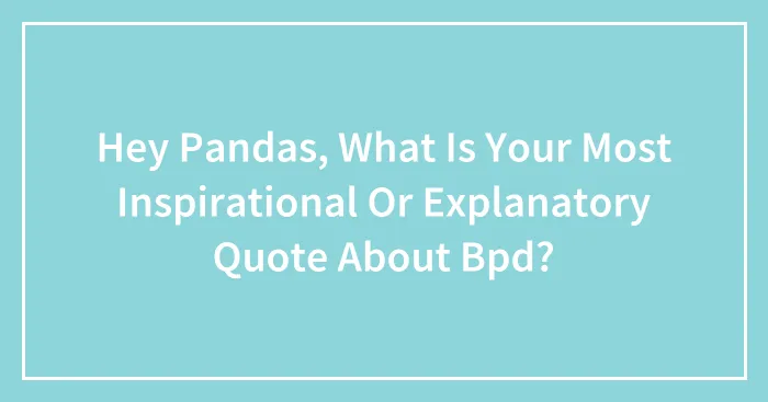 Hey Pandas, What Is Your Most Inspirational Or Explanatory Quote About Bpd?