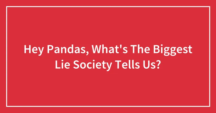 Hey Pandas, What's The Biggest Lie Society Tells Us? (Closed)