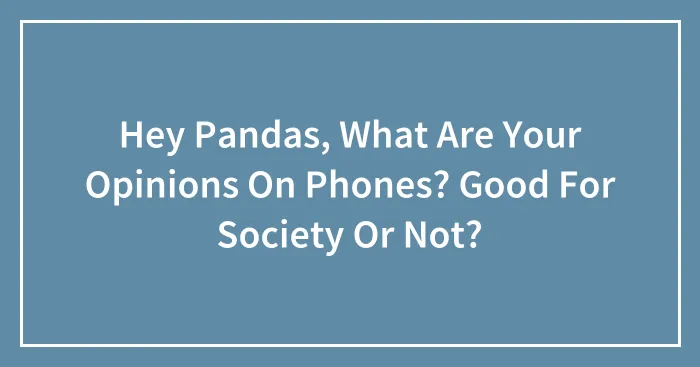 Hey Pandas, What Are Your Opinions On Phones? Good For Society Or Not?