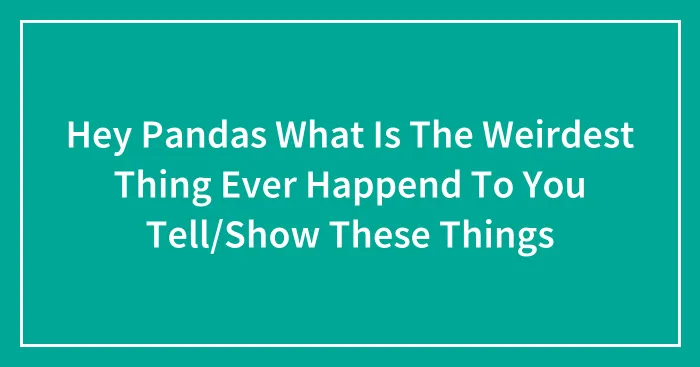 Hey Pandas What Is The Weirdest Thing Ever Happend To You Tell/Show These Things