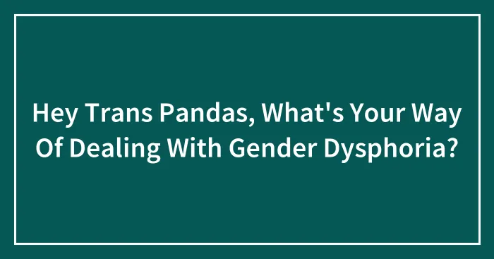 Hey Trans Pandas, What's Your Way Of Dealing With Gender Dysphoria?