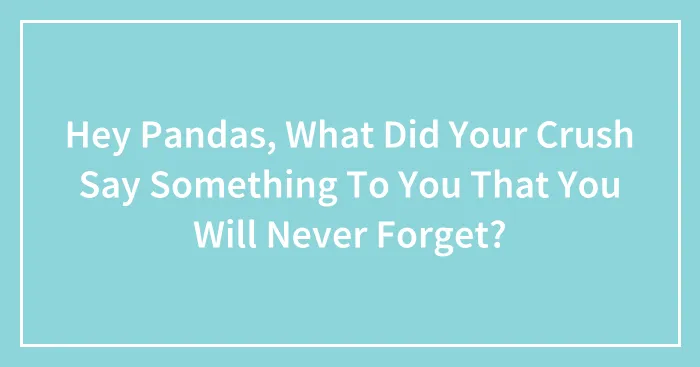 Hey Pandas, What Did Your Crush Say Something To You That You Will Never Forget?