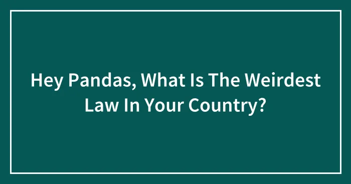 Hey Pandas, What Is The Weirdest Law In Your Country? (Closed)