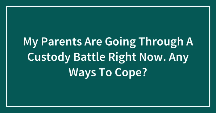 My Parents Are Going Through A Custody Battle Right Now. Any Ways To Cope?