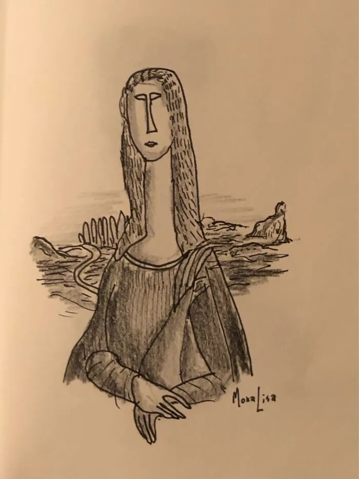Mona Lisa In The Style Of Modigliani. I Love Drawing Faces Like This