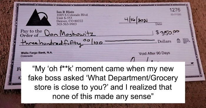 Person Fails To See Red Flags That They Are Being Scammed For $2.2k With Fake Employment Scam