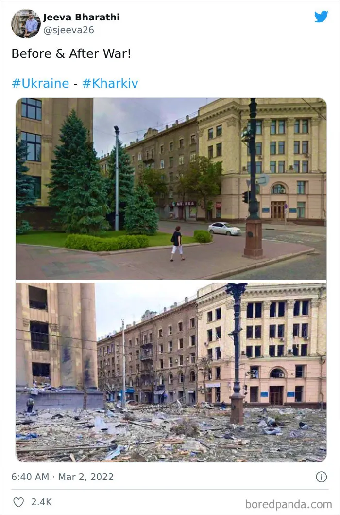 'Before And After': 20 Devastating Images From Ukraine That Show How Quickly The War Destroys Everything