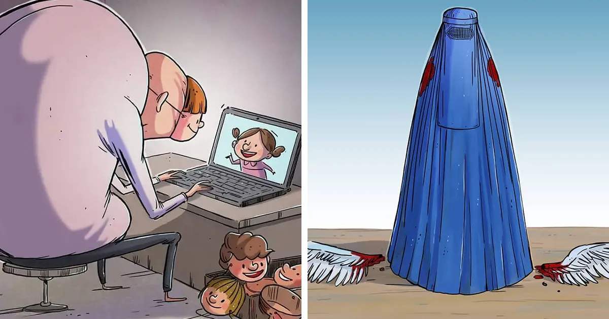 28 Ilustraciones satíricas que muestran lo que va mal con nuestra sociedad moderna