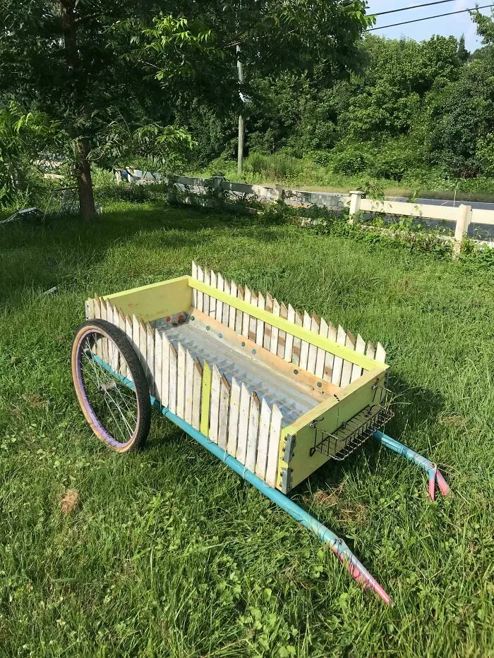 Garden Cart I Made For My Wife. Nearly All Reused, Upcycled Or Free Materials