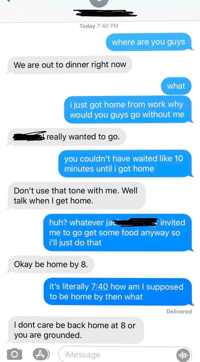 My Friend Just Sent Me This. Her Stepmom Took Her Stepsister To Get Food Without Her, And Then When She Went To Go Get Food By Herself She Grounded Her
