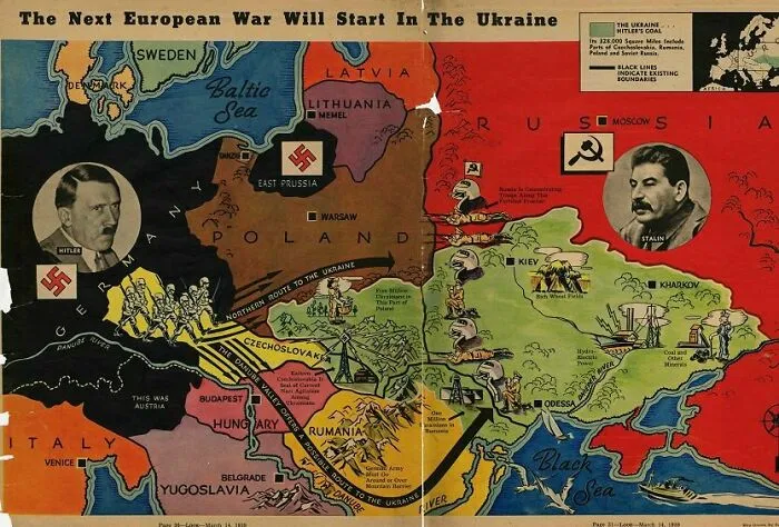 Este cartel de 1939 sobre cómo la próxima guerra europea comenzará en Ucrania