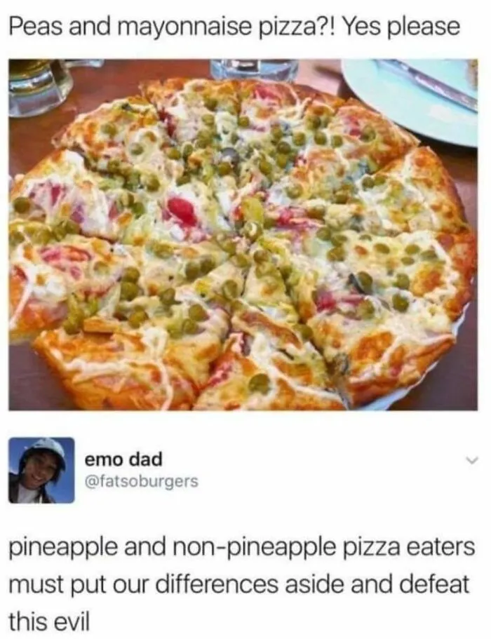 Peas And Mayonnaise Pizza