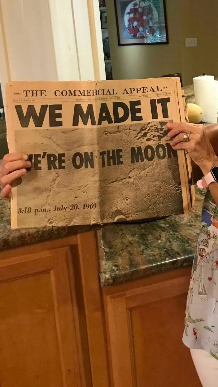 My Great Grandmother Kept A News Paper Of When America Landed On The Moon. Just Found It Today