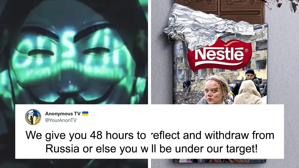 Western Brands That Are Still Operating In Russia Received A Warning On Twitter From “Anonymous" Urging Them To Pull Out Within 48 Hours