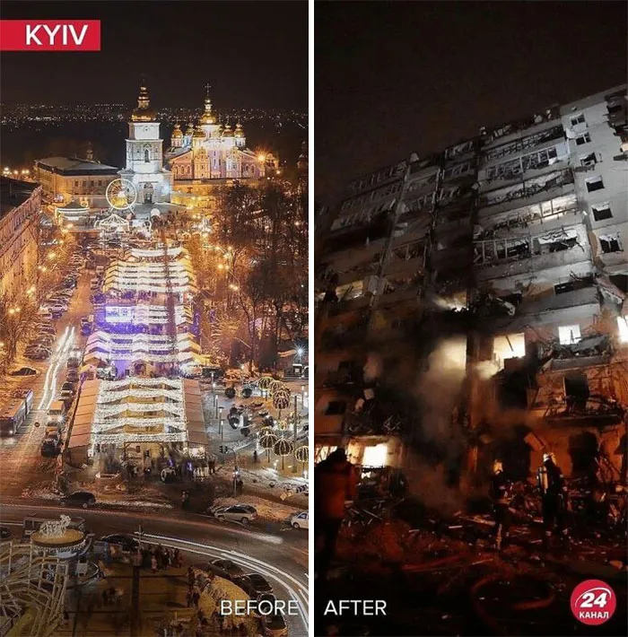 "Antes y después": 20 Imágenes devastadoras de Ucrania mostrando la veloz destrucción de la guerra