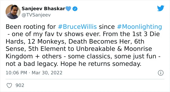 30 Reactions Celebrities Had When They Found Out Bruce Willis Had To Retire Due To Developing Aphasia