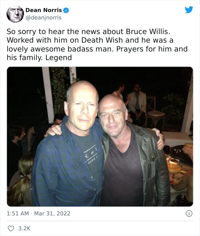 30 Reactions Celebrities Had When They Found Out Bruce Willis Had To Retire Due To Developing Aphasia