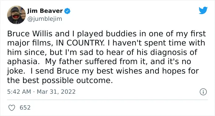 30 Reactions Celebrities Had When They Found Out Bruce Willis Had To Retire Due To Developing Aphasia
