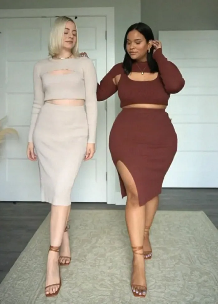 “Estilo, no talla”: Estas dos amigas muestran cómo se ve el mismo atuendo en diferentes tipos de cuerpos (30 imágenes nuevas)