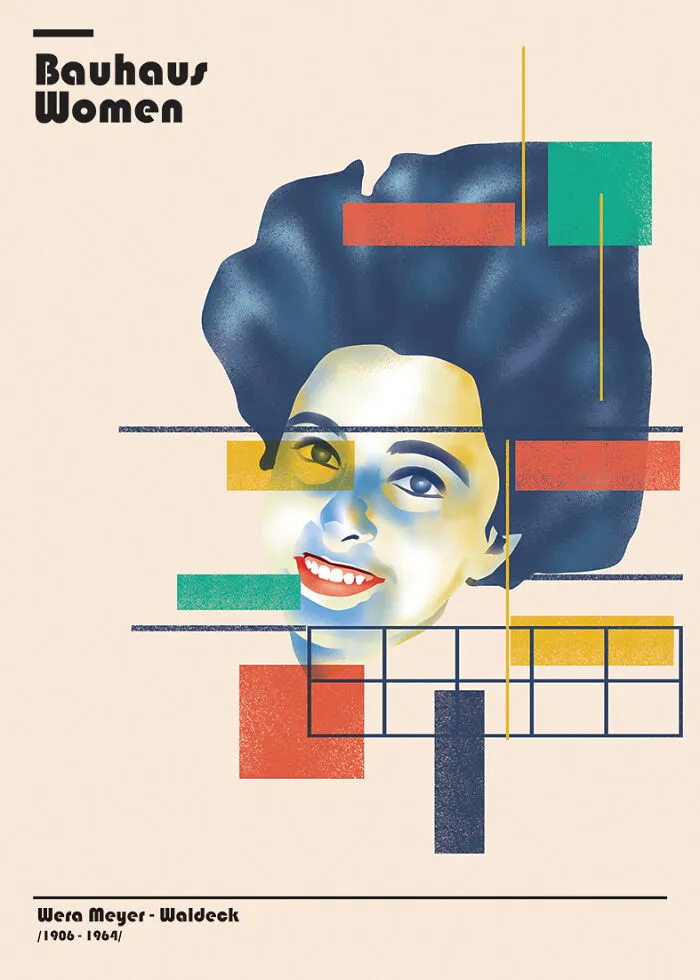 Bauhaus Women: To Celebrate The 8th Of March, I Created 16 Illustrations Dedicated To Significant Women In History