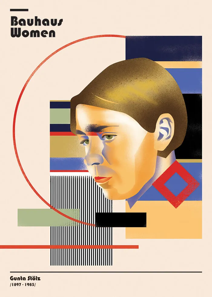 Bauhaus Women: To Celebrate The 8th Of March, I Created 16 Illustrations Dedicated To Significant Women In History