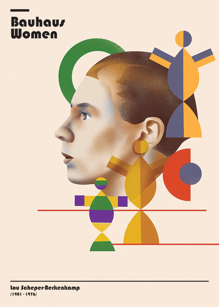 Bauhaus Women: To Celebrate The 8th Of March, I Created 16 Illustrations Dedicated To Significant Women In History