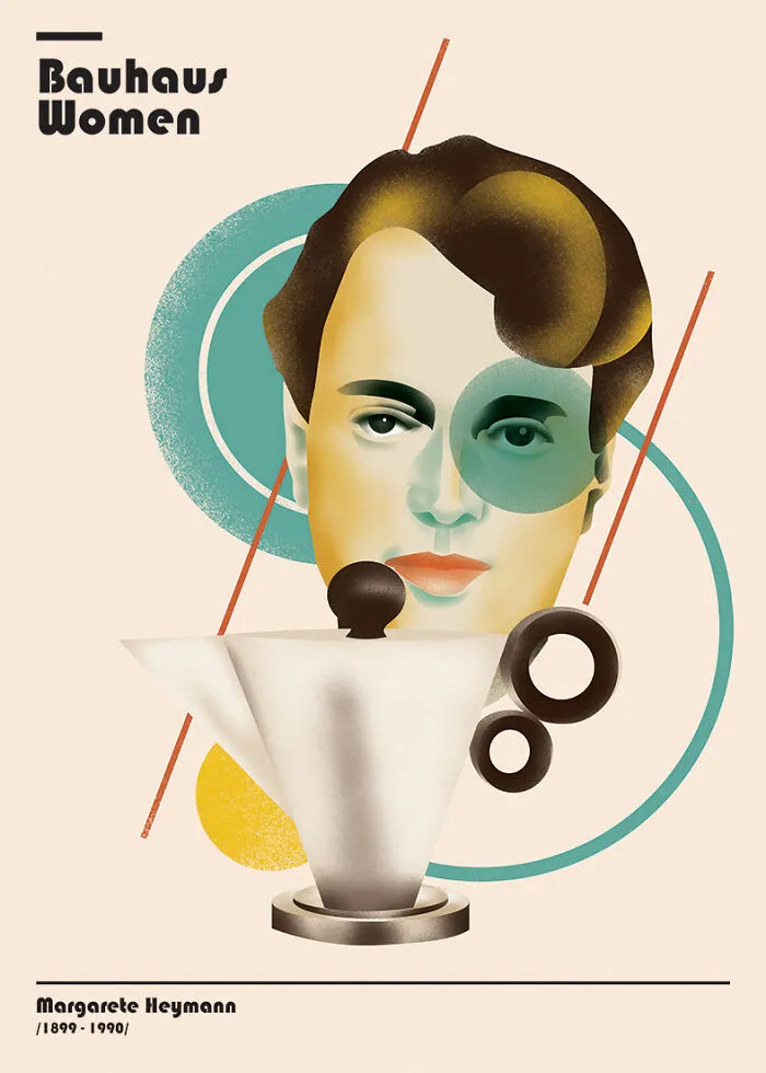 Bauhaus Women: To Celebrate The 8th Of March, I Created 16 Illustrations Dedicated To Significant Women In History