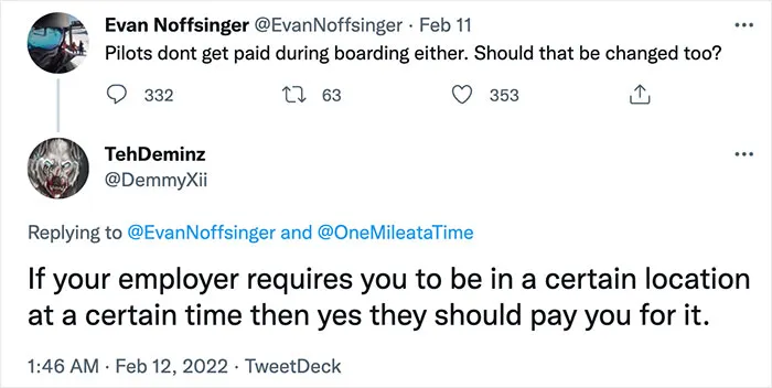 Pilots Don't Get Paid During Boarding