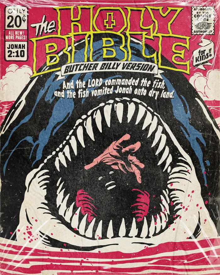 Collection Of The Creepiest Bible Stories As Vintage Comic Books I Created For Kids (18 Pics)