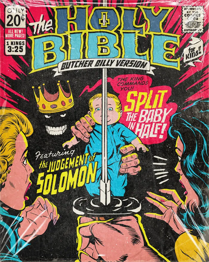 Collection Of The Creepiest Bible Stories As Vintage Comic Books I Created For Kids (18 Pics)