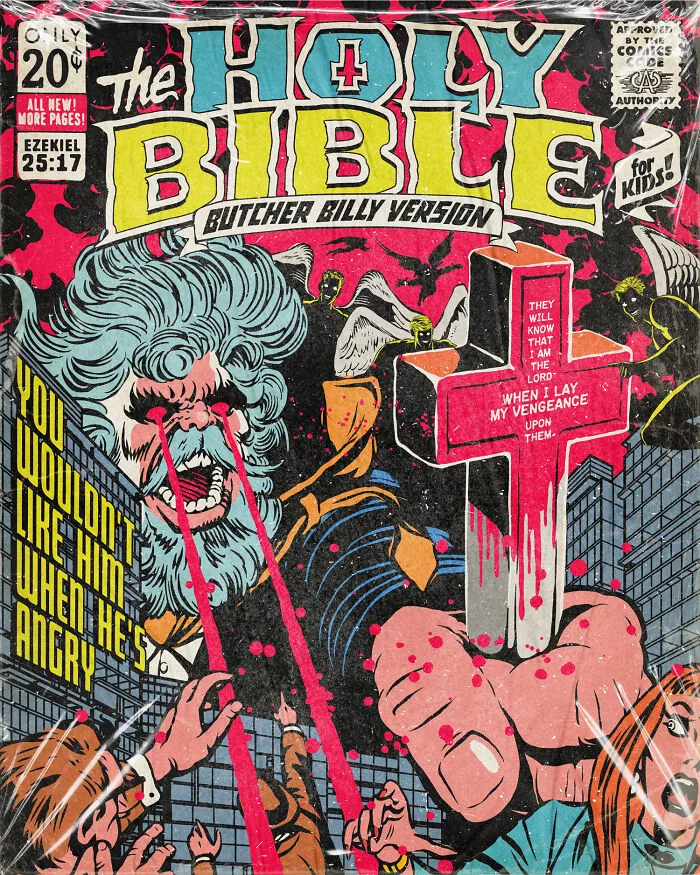 Collection Of The Creepiest Bible Stories As Vintage Comic Books I Created For Kids (18 Pics)