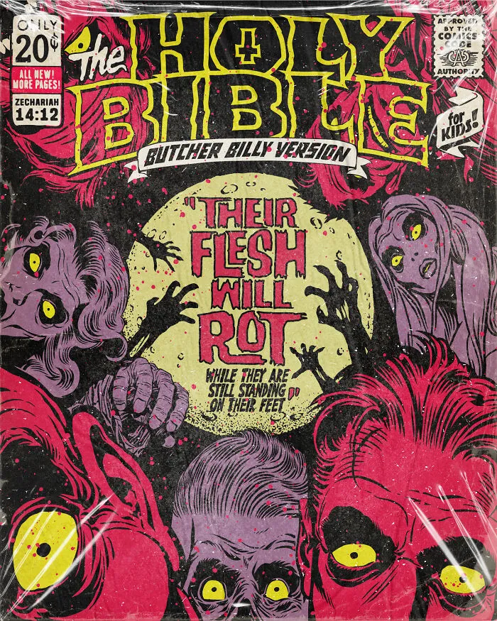 Collection Of The Creepiest Bible Stories As Vintage Comic Books I Created For Kids (18 Pics)