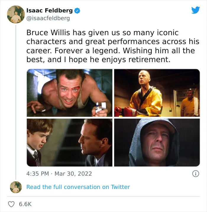 30 Reactions Celebrities Had When They Found Out Bruce Willis Had To Retire Due To Developing Aphasia