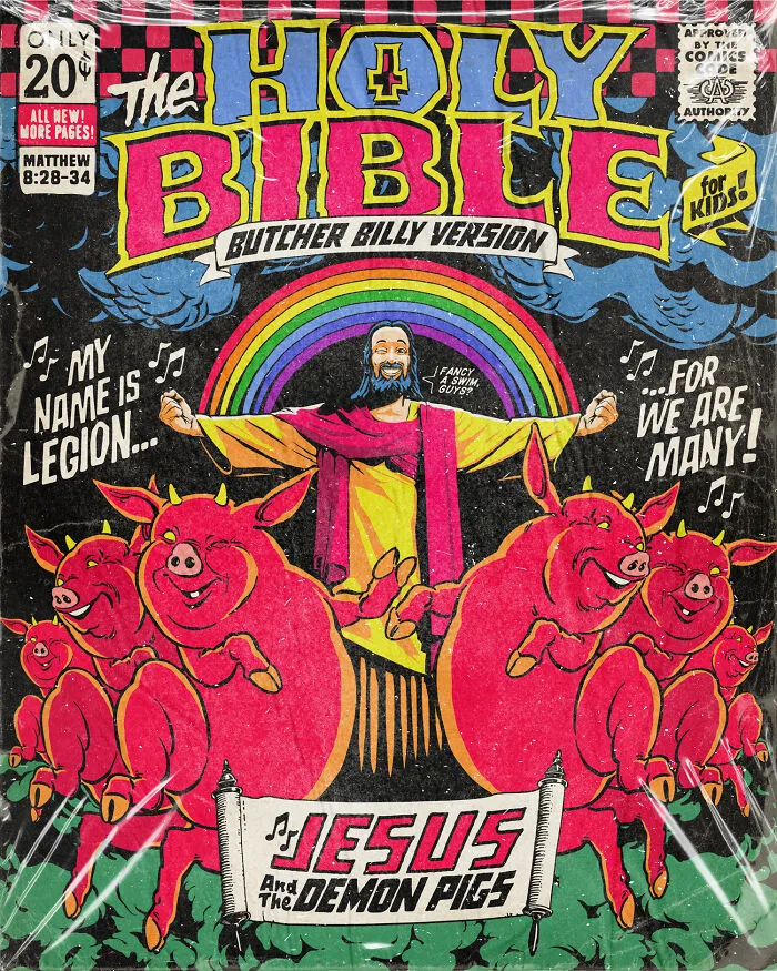 Collection Of The Creepiest Bible Stories As Vintage Comic Books I Created For Kids (18 Pics)