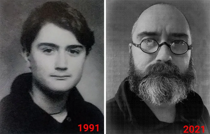 Mi barba comenzó por arriba, y poco a poco se deslizó hacia abajo