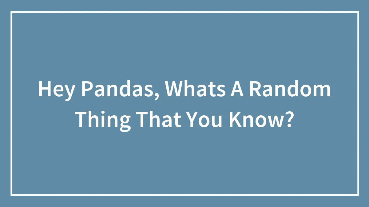 Hey Pandas, Whats A Random Thing That You Know?
