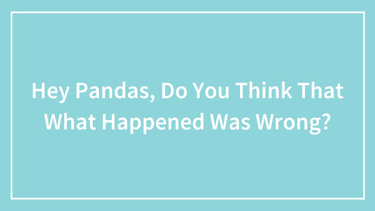 Hey Pandas, Do You Think That What Happened Was Wrong?