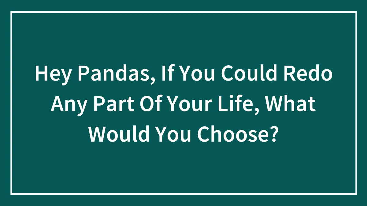 Hey Pandas, If You Could Redo Any Part Of Your Life, What Would You Choose? (Closed)