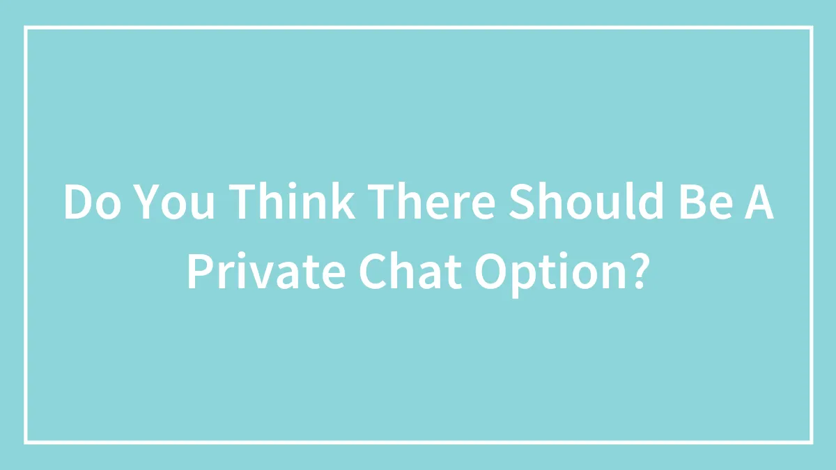 Do You Think There Should Be A Private Chat Option?
