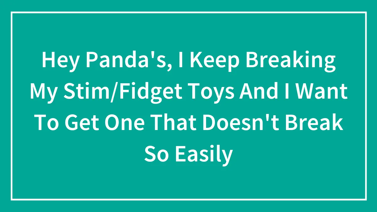 Hey Panda's, I Keep Breaking My Stim/Fidget Toys And I Want To Get One That Doesn't Break So Easily