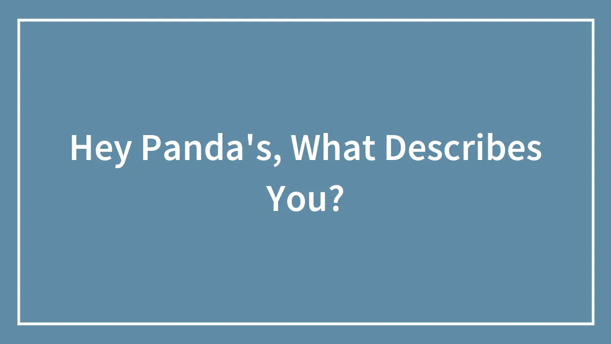 Hey Panda's, What Describes You?