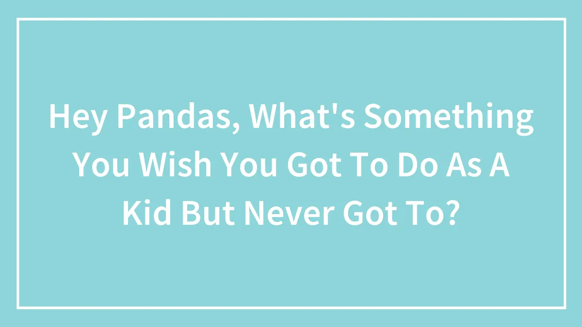 Hey Pandas, What's Something You Wish You Got To Do As A Kid But Never Got To? (Closed)