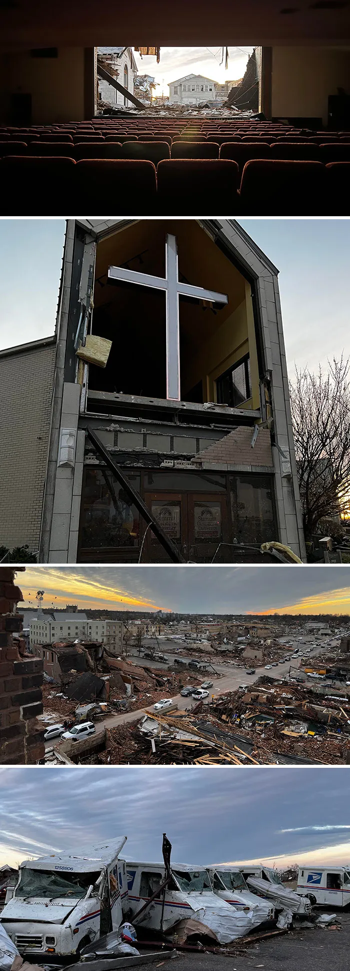 Fotos que tomé de la destrucción del tornado en Mayfield, Kentucky