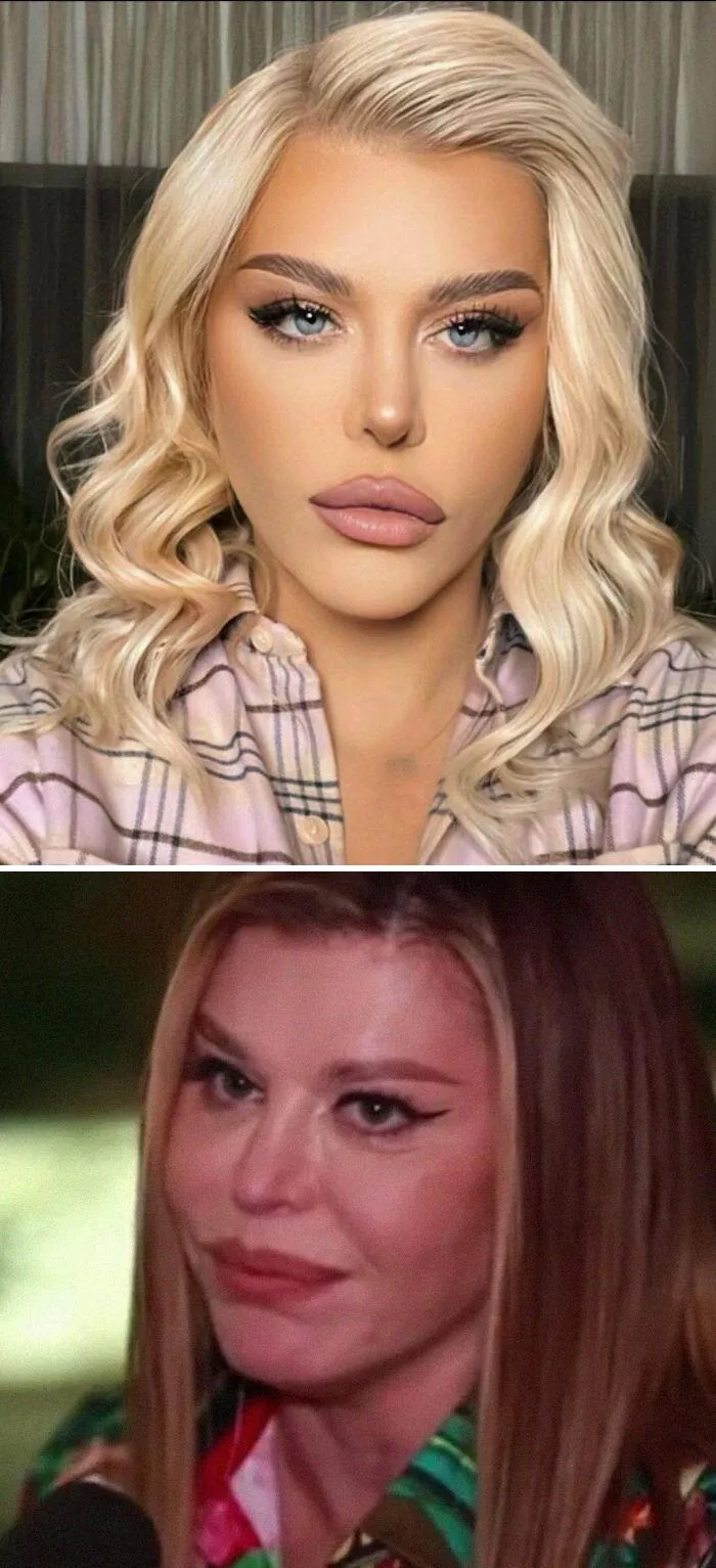 Una cantante famosa en Rumanía (Lo que publica en instagram vs. Captura de pantalla de un video)