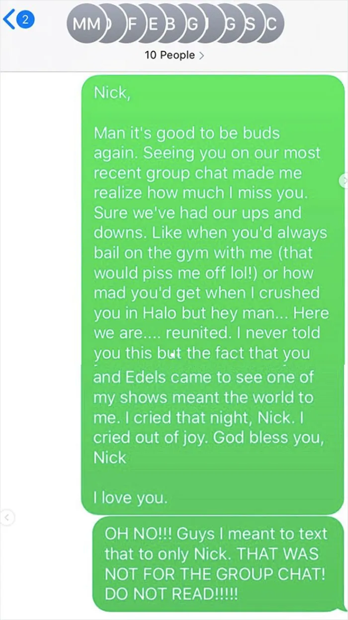 Send A Sappy Accidental Personal Text To Someone In A Group Chat
