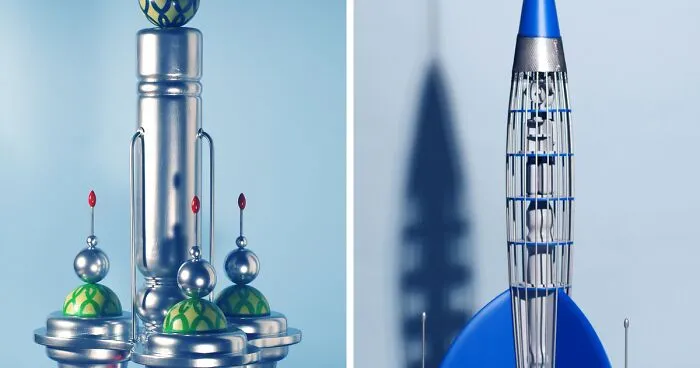 I Created A Series Of Fantasy Model Rockets Made From Waste Found In The Empty Streets (13 Pics)
